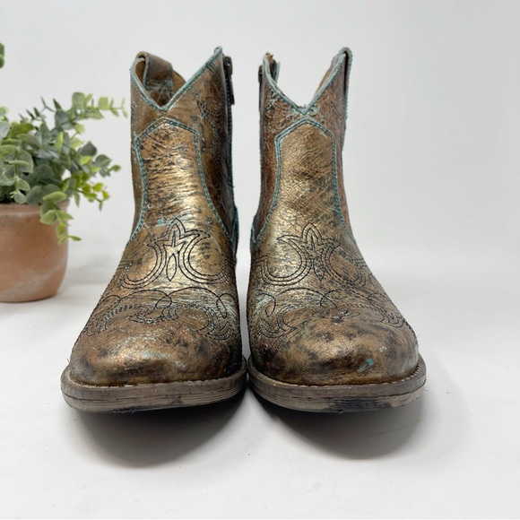 Sterling River Turquoise and Metallic Western Cowboy Boots - Picture 6 of 11